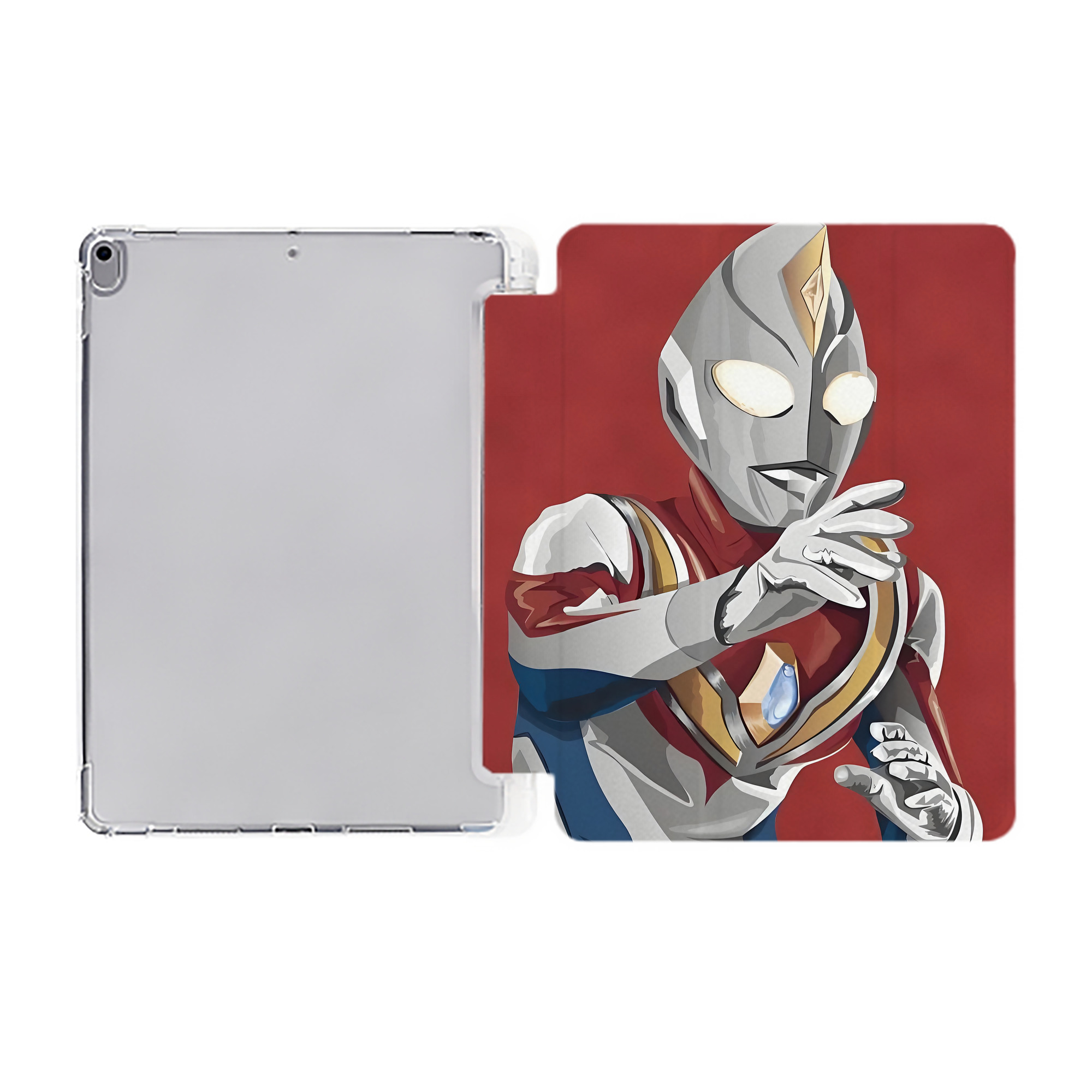 （画像用） ウルトラマン Ultraman IPad ケース ペン収納付き 三つ折りスタンド PUレザー×シリコン 対応機種9.5/10.5/10.9インチ